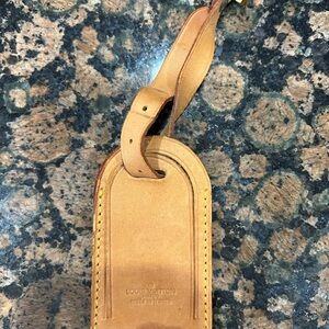 Louis Vuitton Tan Leather Tag with Yellow Stitching